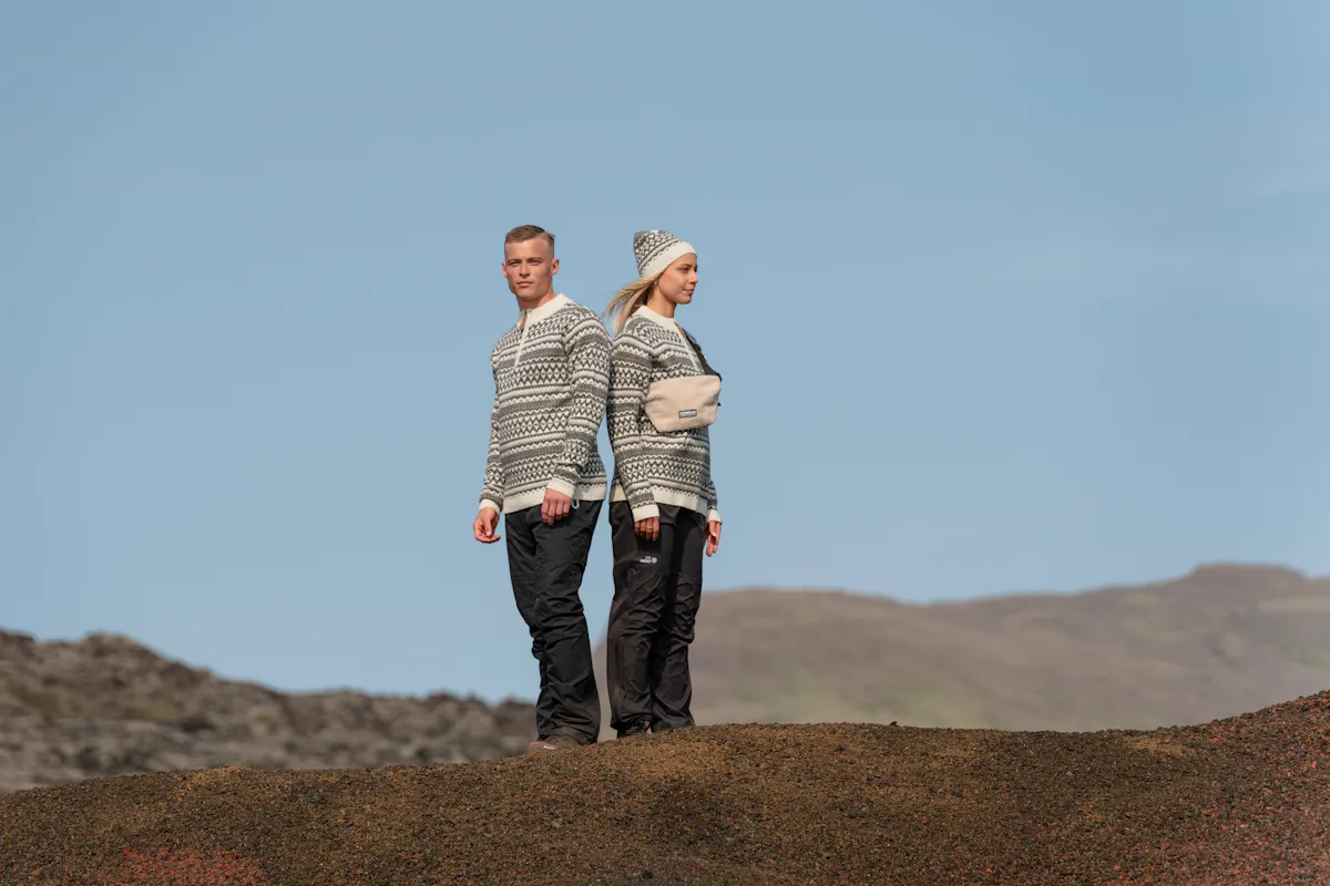 couple in matching sweater