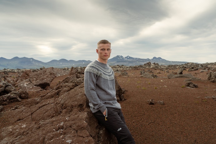 man in a rocky nature