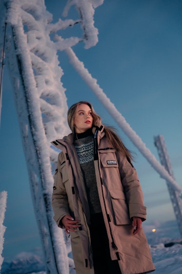 woman in cold snowy place