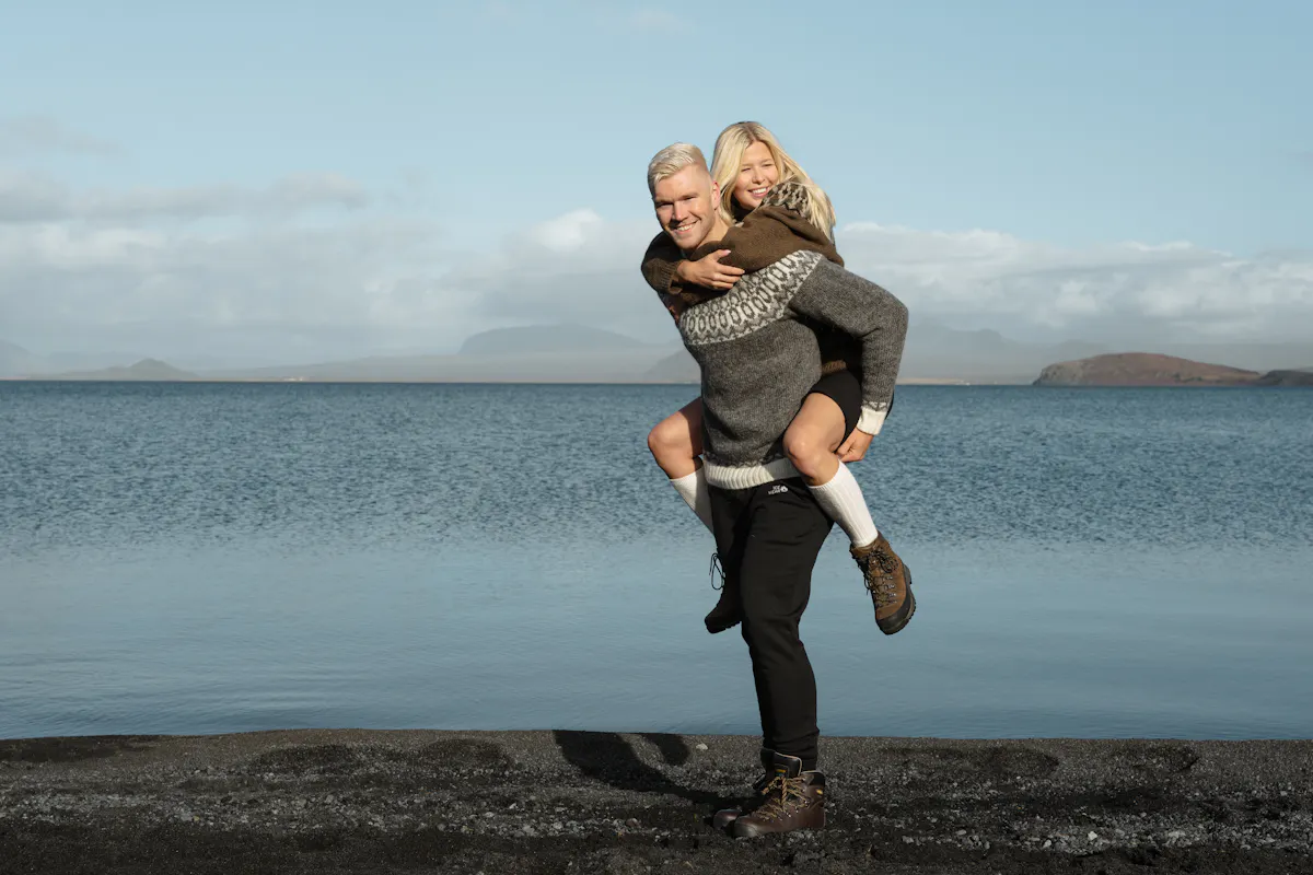 happy couple on the beach