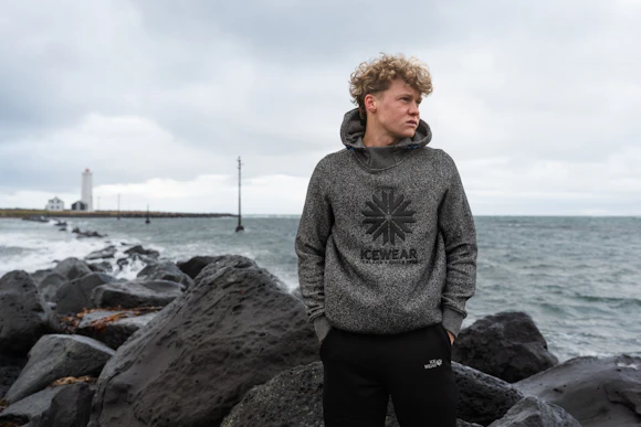 man standing by the Icelandic sea