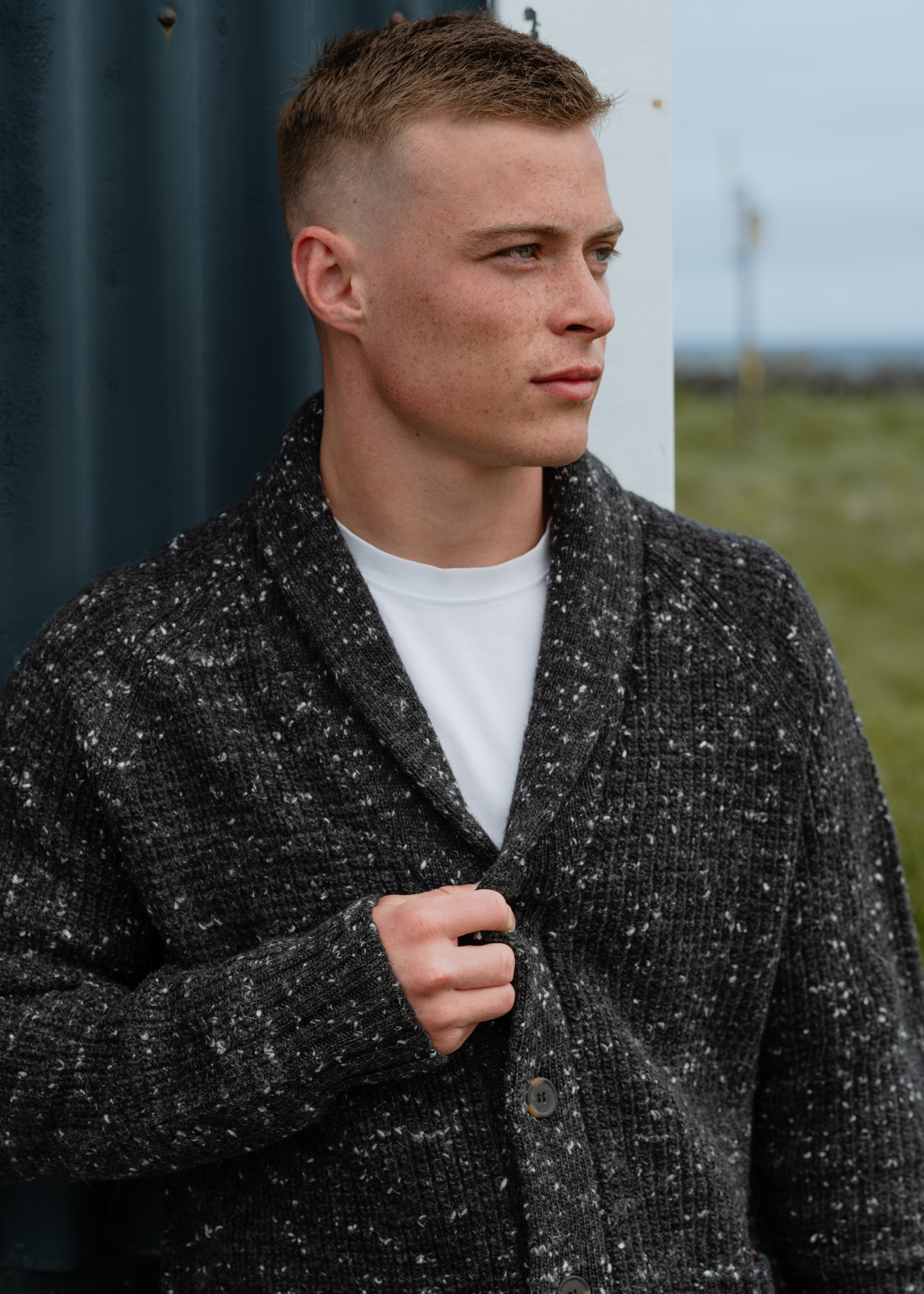 Hraunhóll lambswool cardigan sweater 