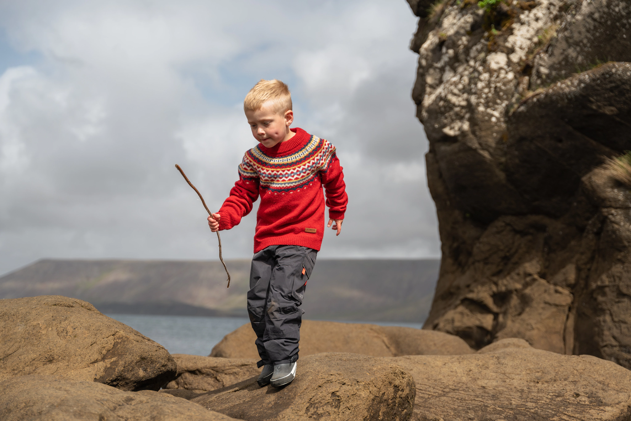 kids-red-wool-sweater-rainpants-rocks-2.jpeg