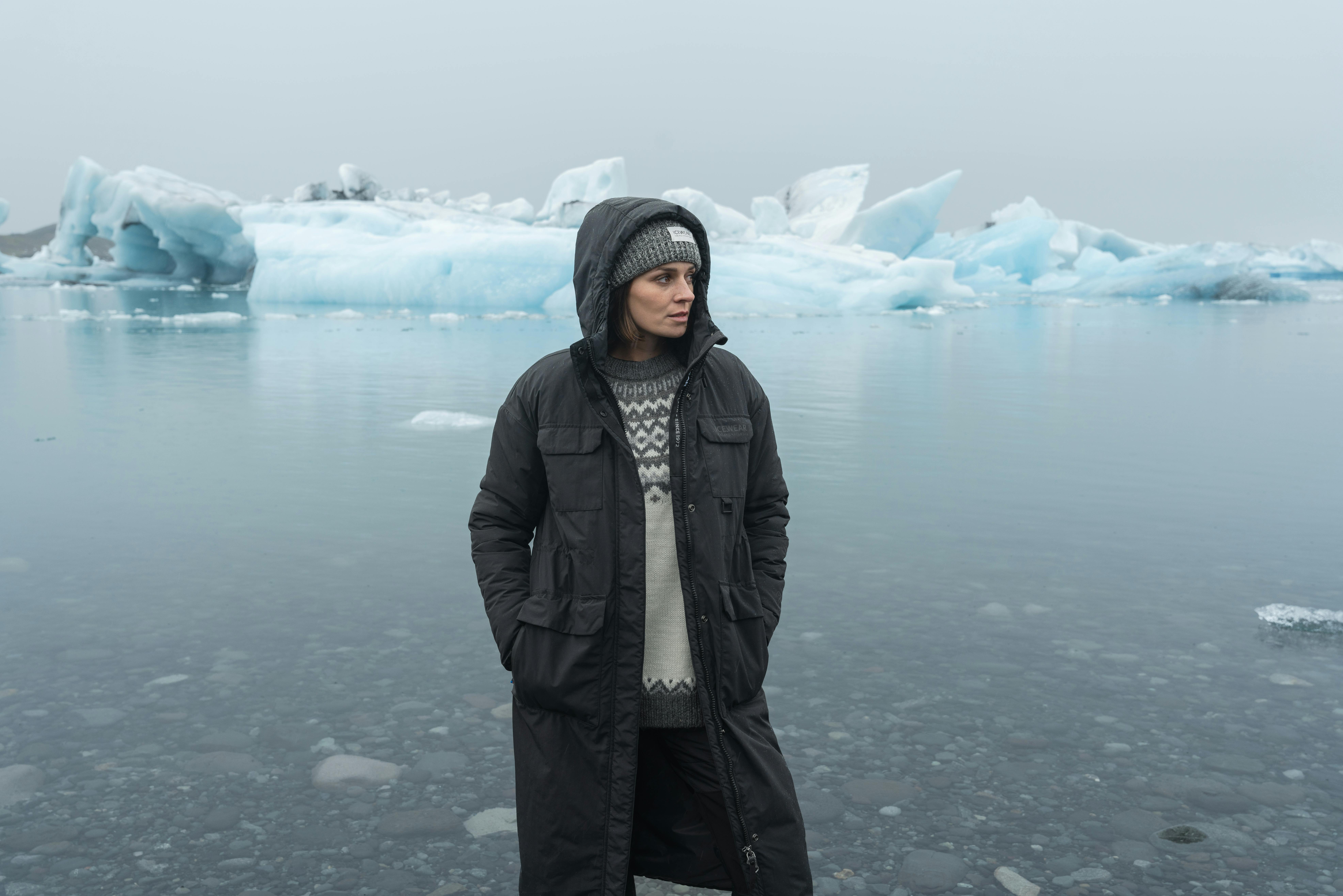 woman at glacier lagoon