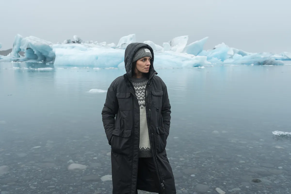woman at glacier lagoon