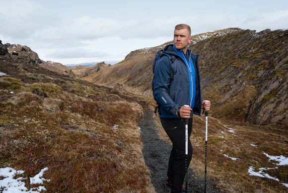 man hiking in Iceland