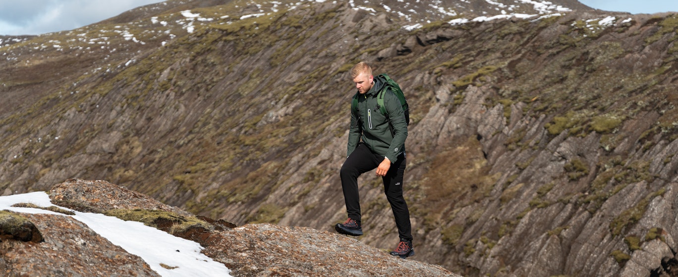 man hiking in the mountain