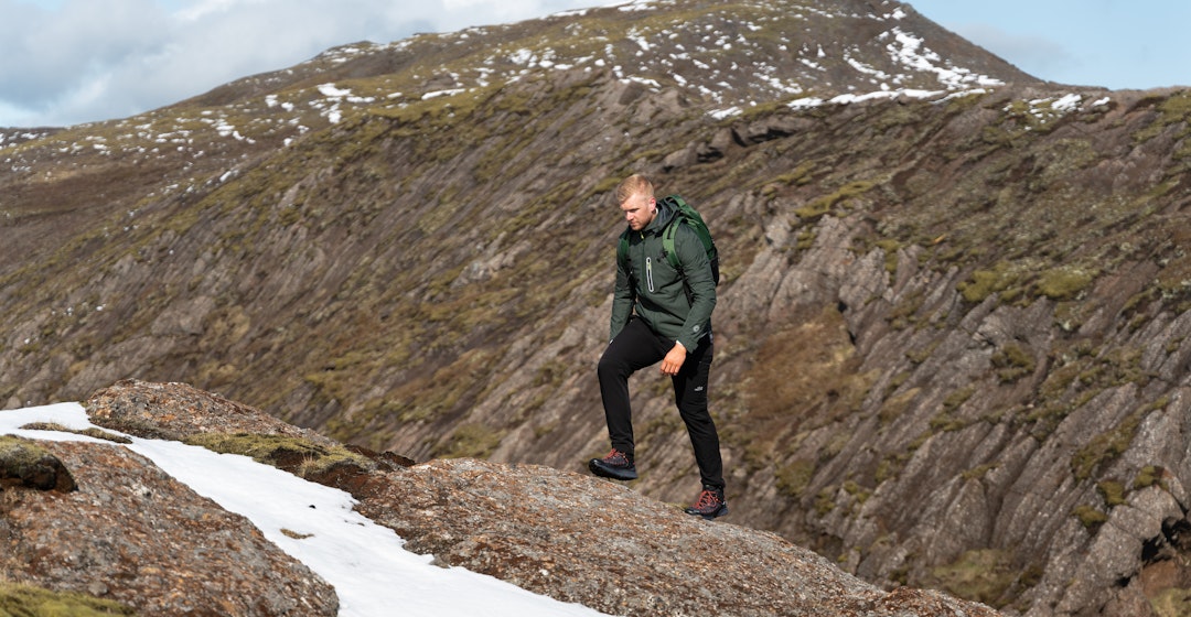 man hiking in the mountain