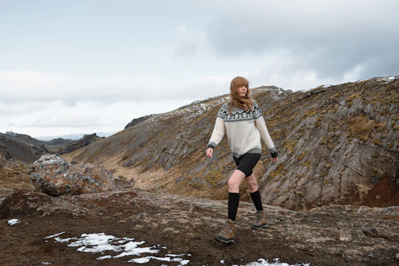 woman hiking in iceland