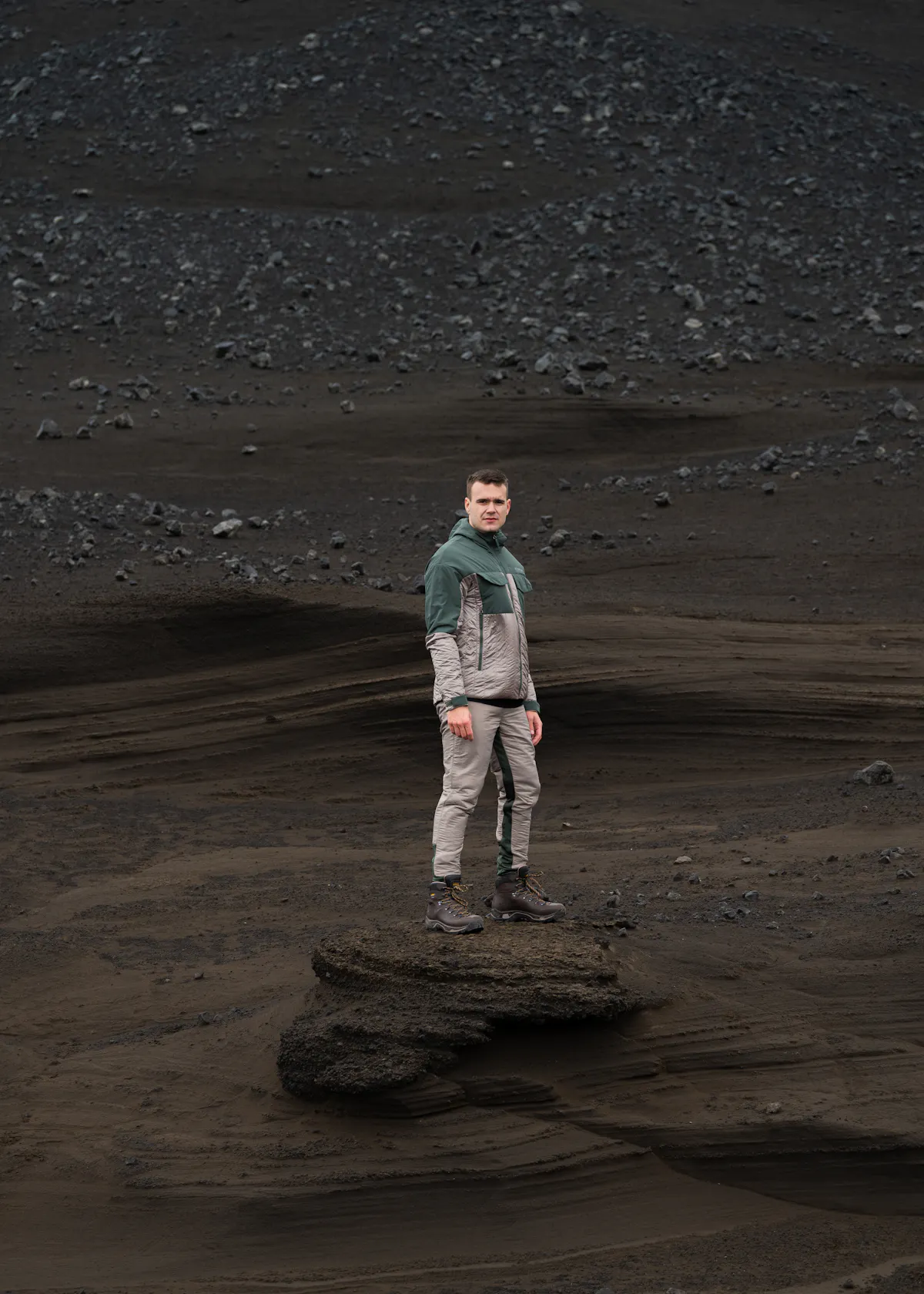 man in a sandy nature in Iceland