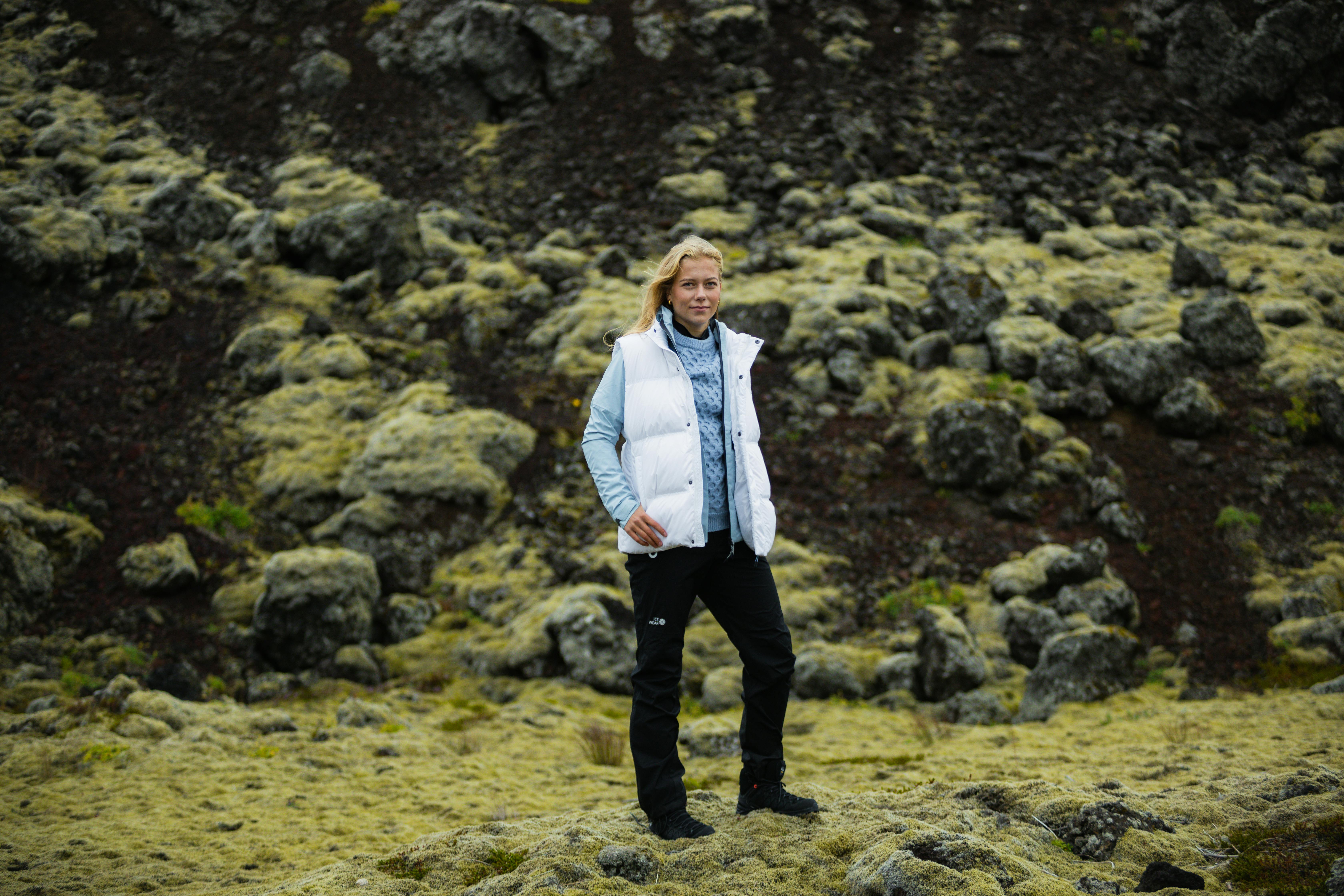 woman standing in Icelandic moss