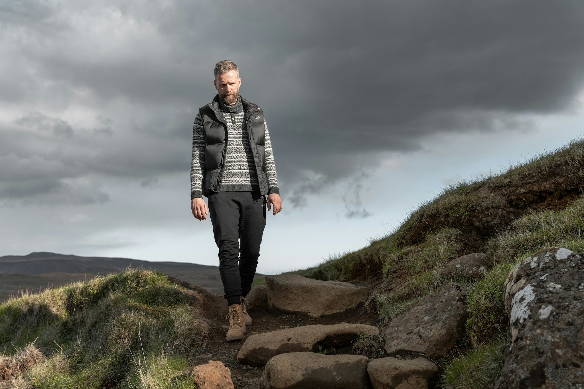man walking in nature