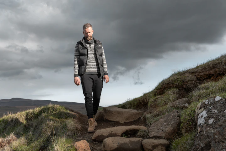 man walking in nature