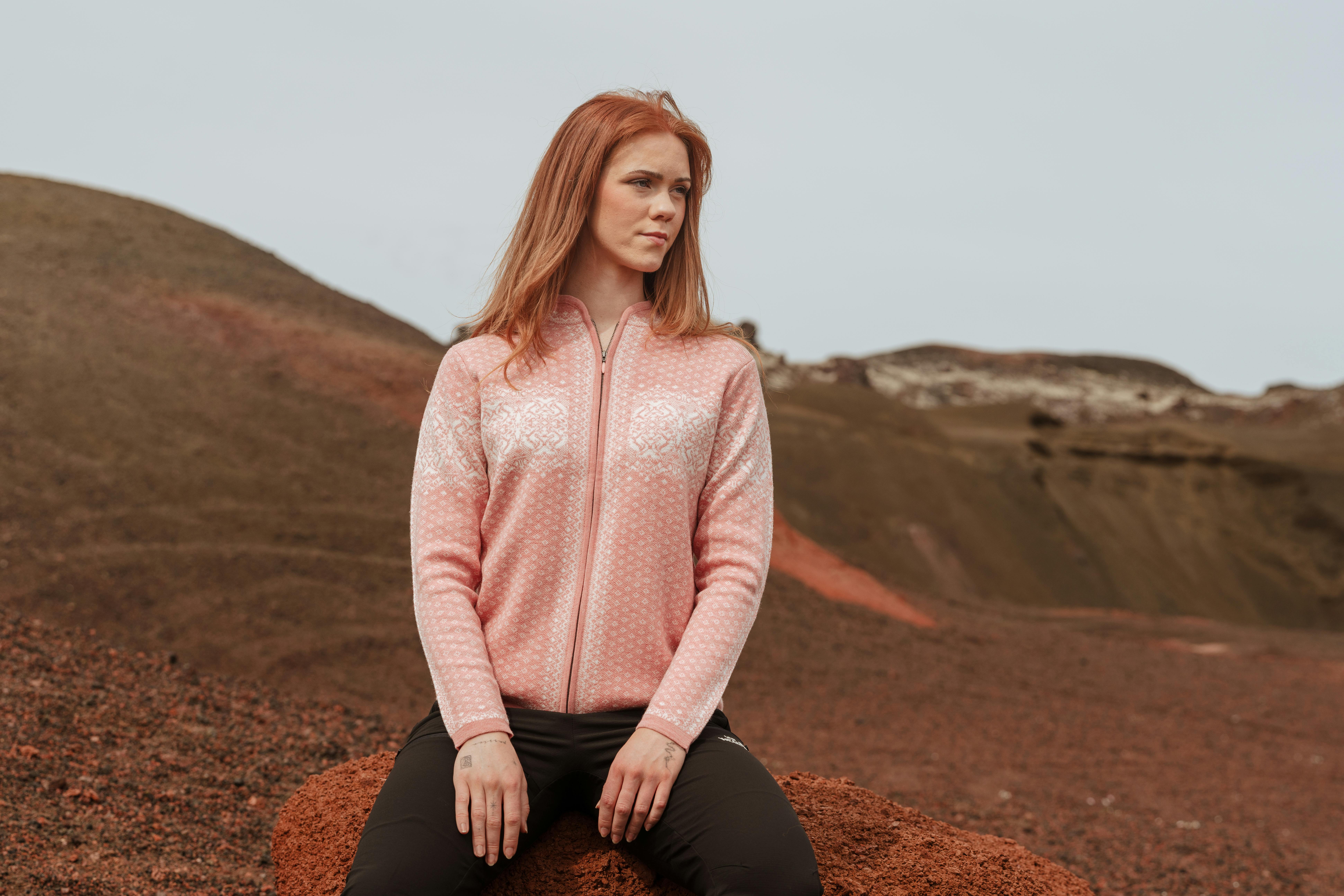 woman on red sand, north Iceland