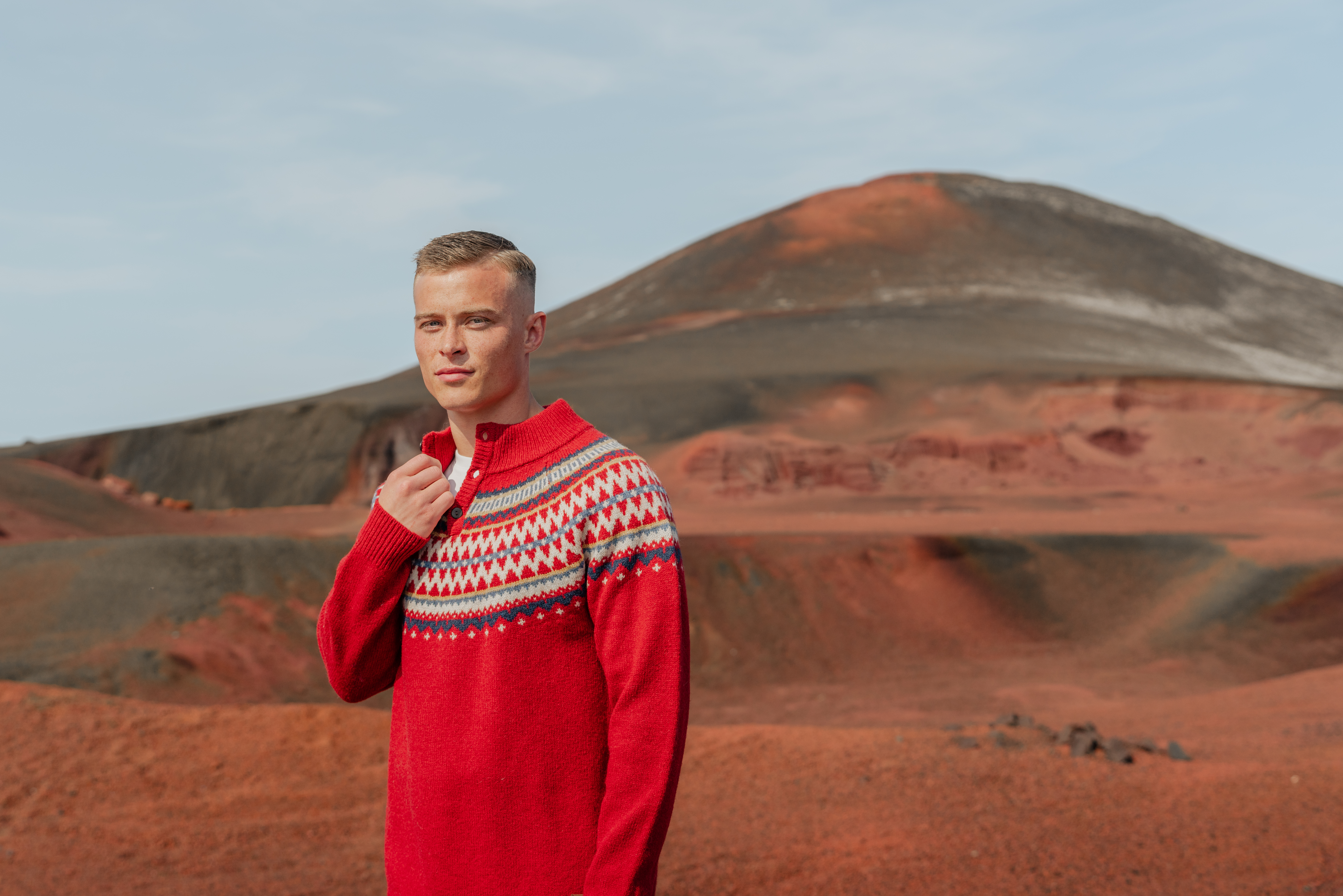 Dyngjufjöll half buttoned wool jumper 