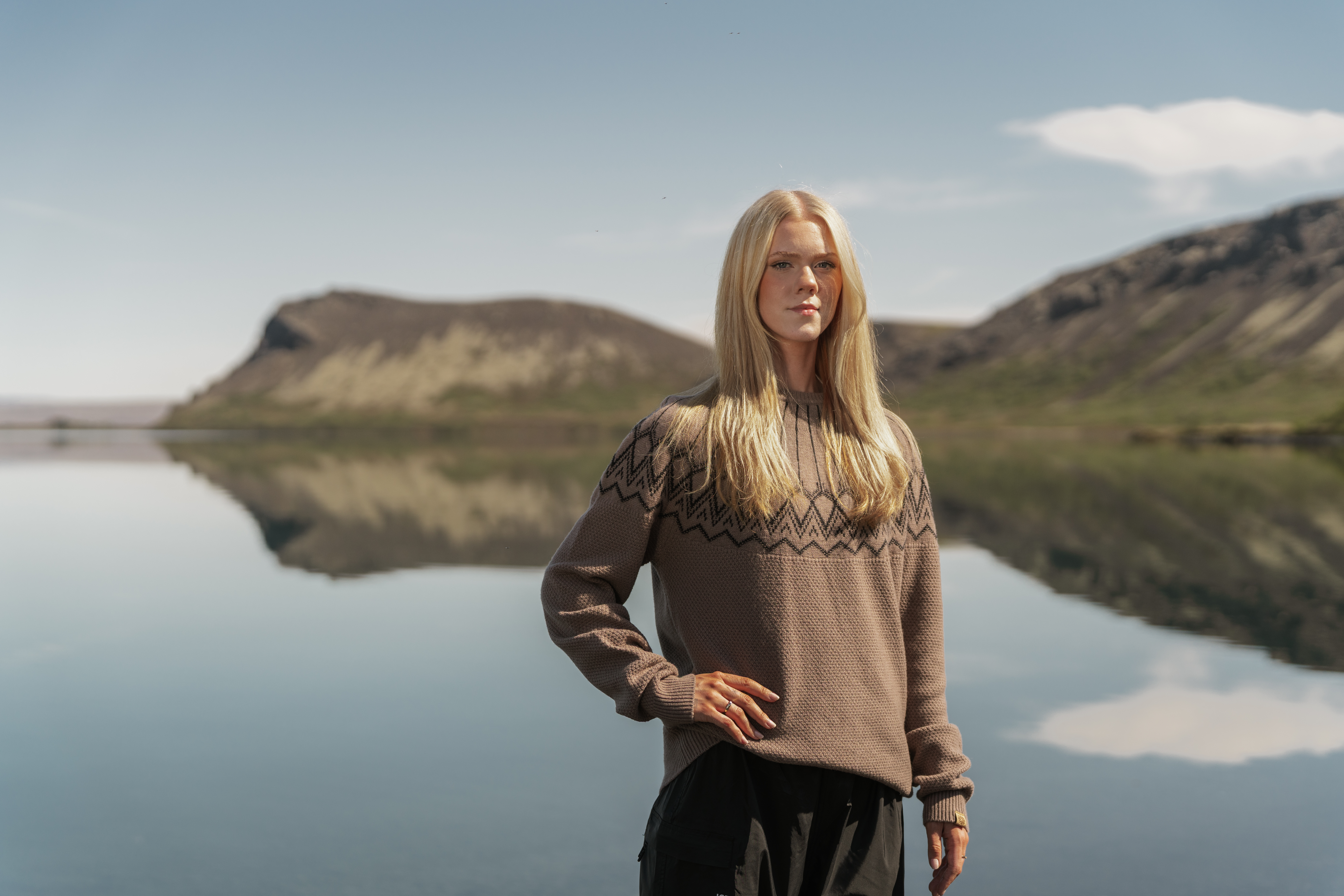 Skaftafell merino peysa í beinu sniði