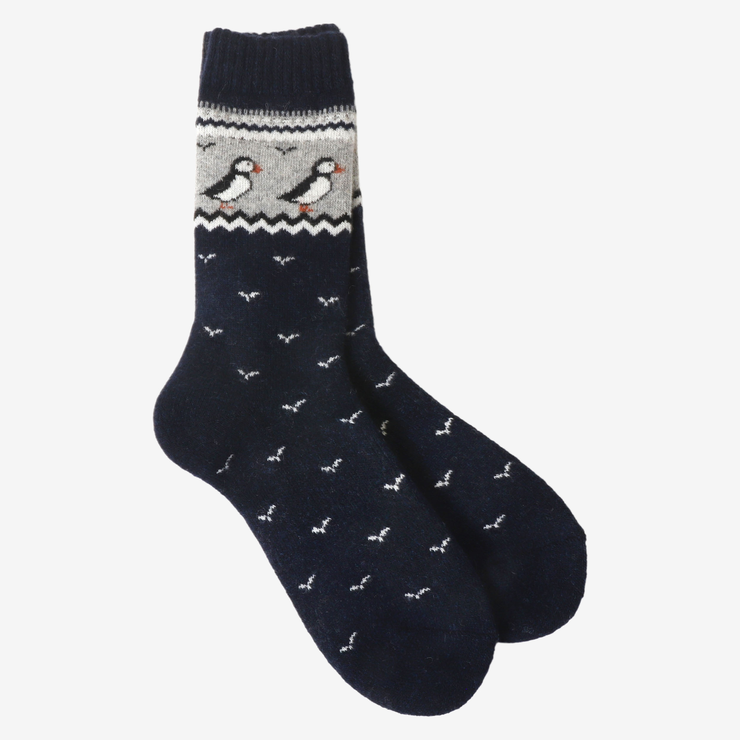 Lundagjá wool socks with puffin design