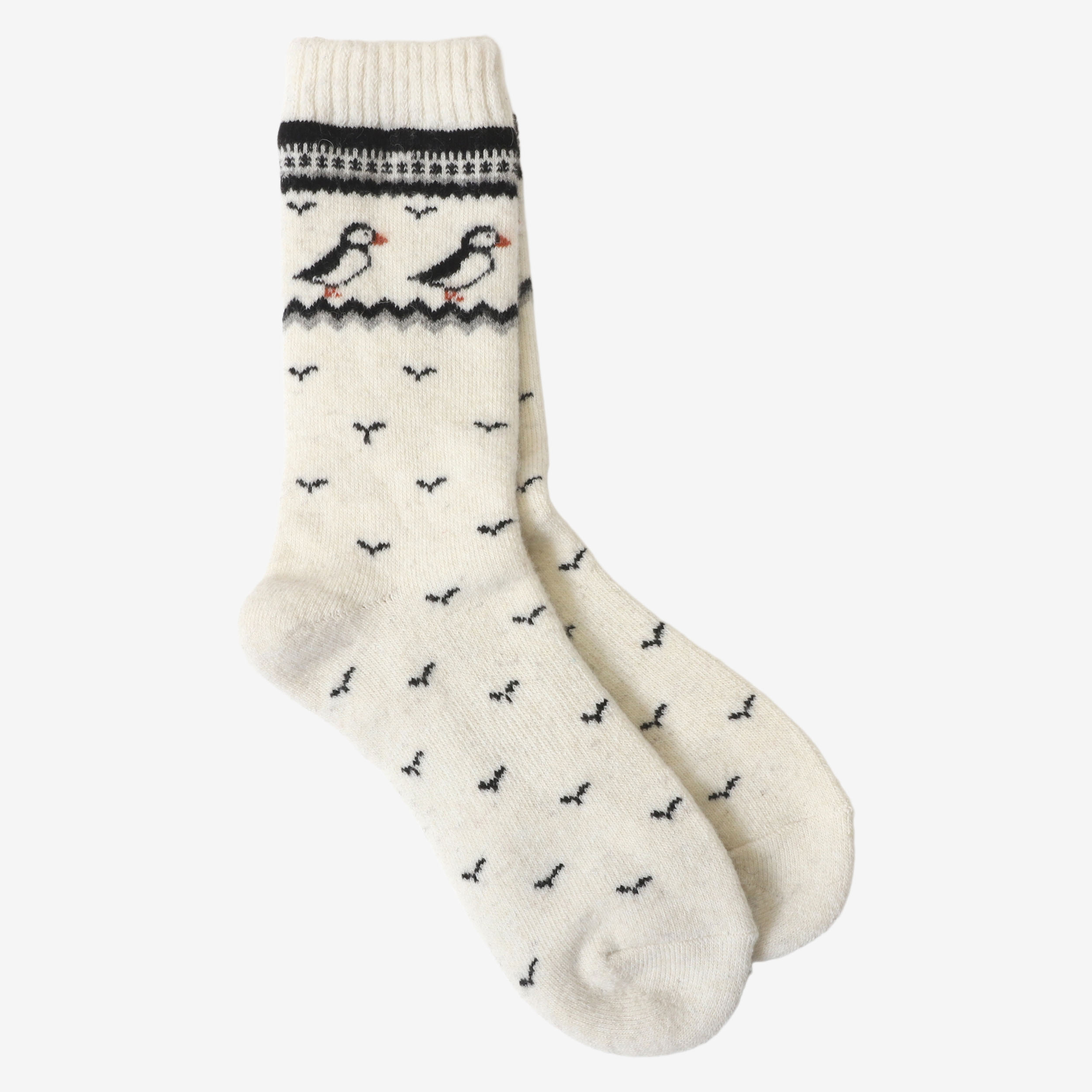 Lundagjá wool socks with puffin design