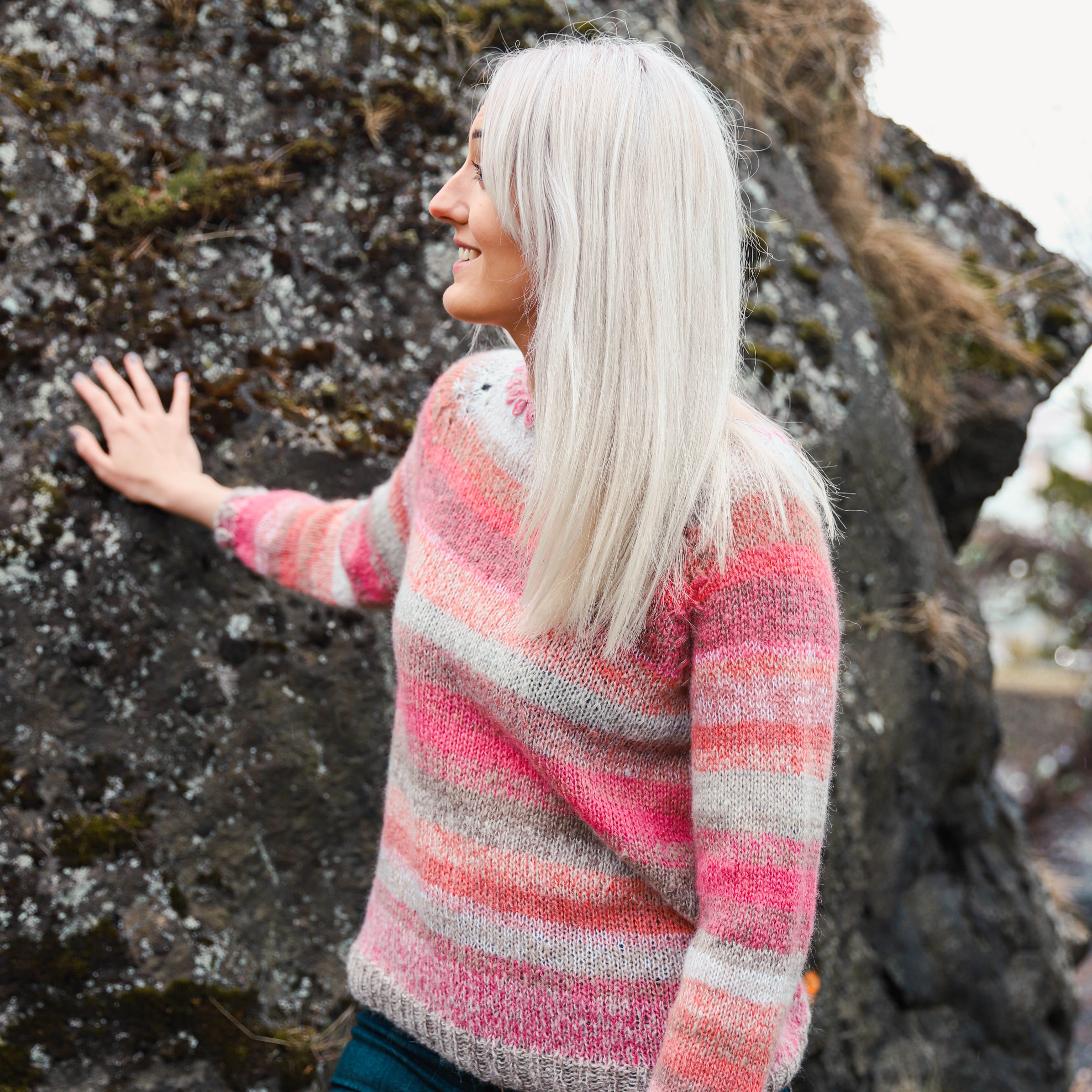 Brum striped womens sweater knitting pattern