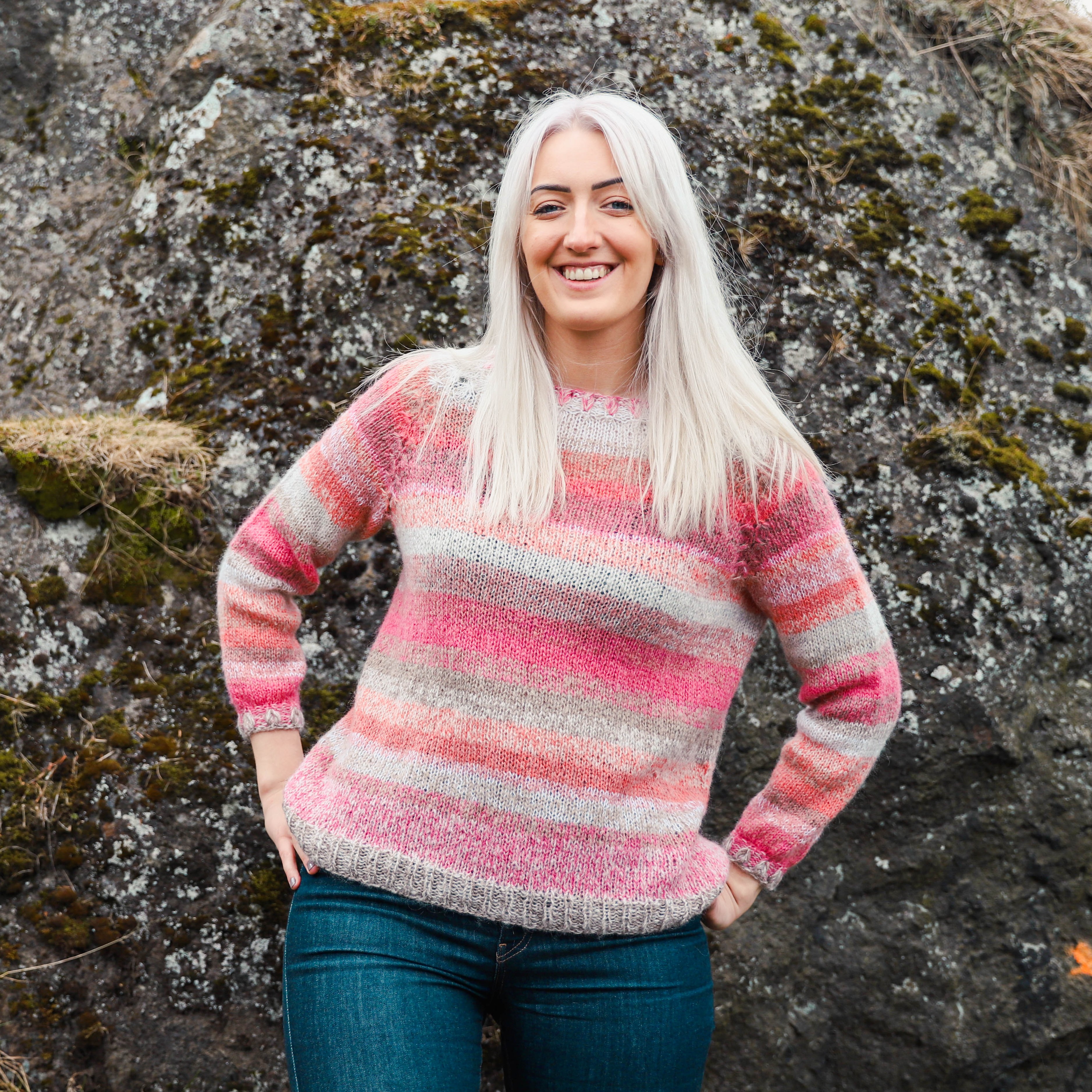 Brum striped womens sweater knitting pattern