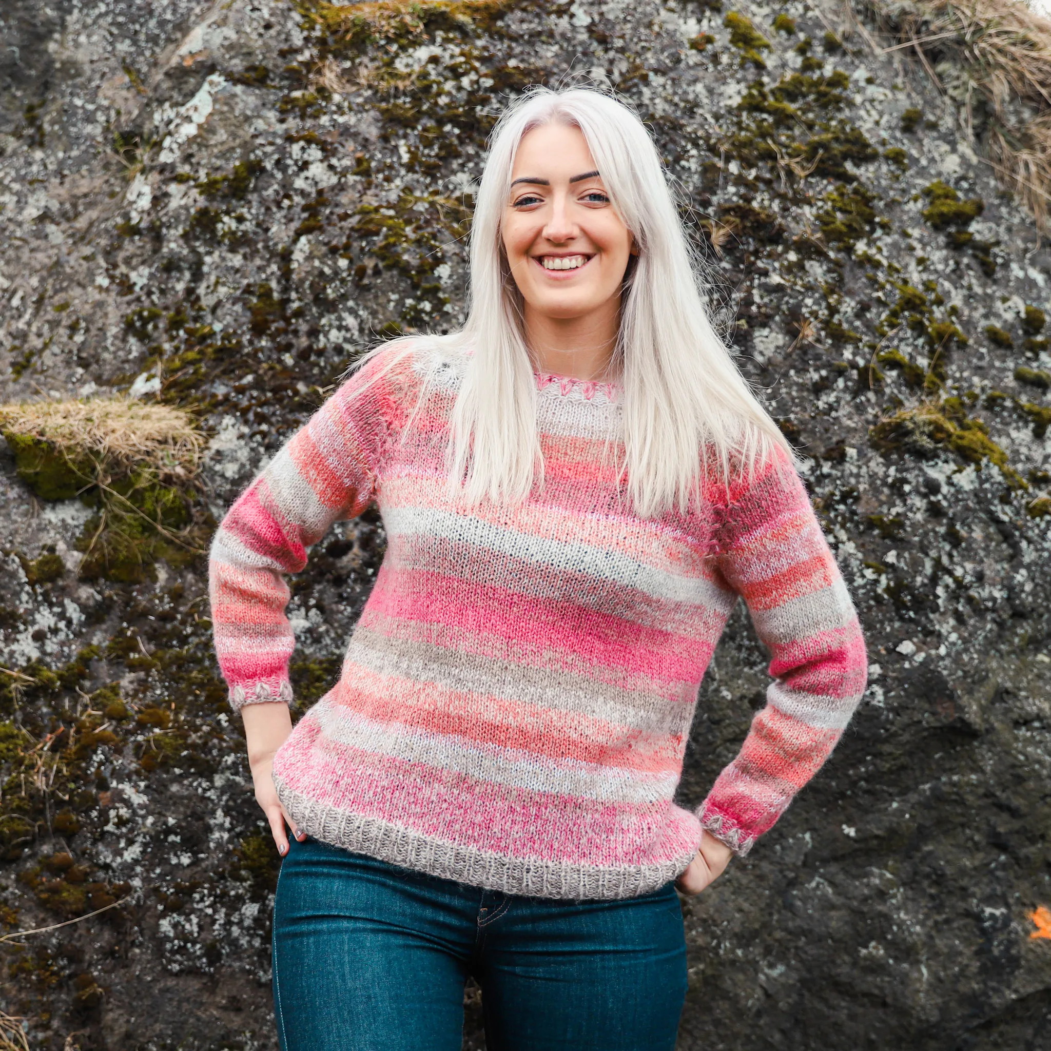 Brum striped womens sweater knitting pattern