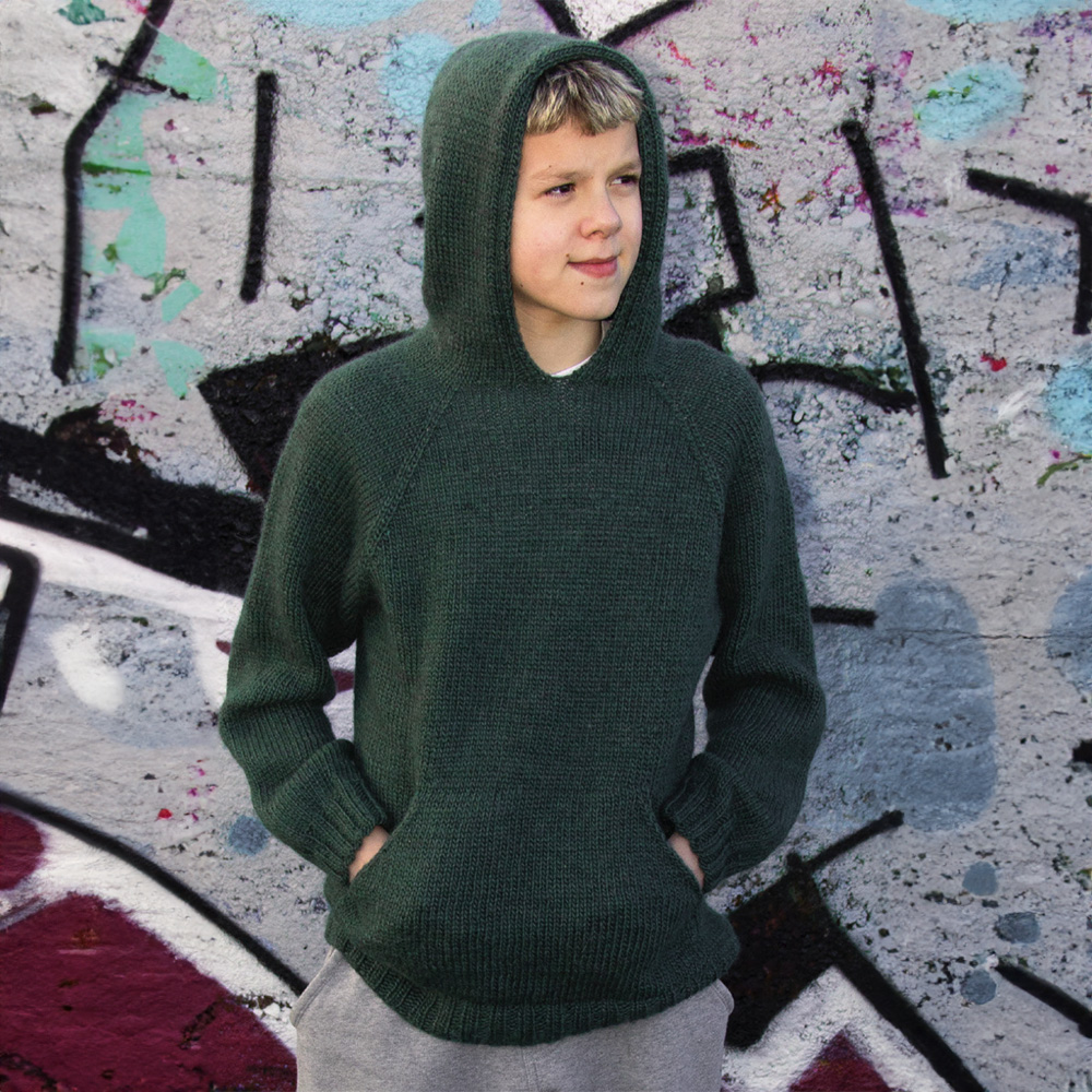 Vinsemd kids sweater with hood knitting pattern