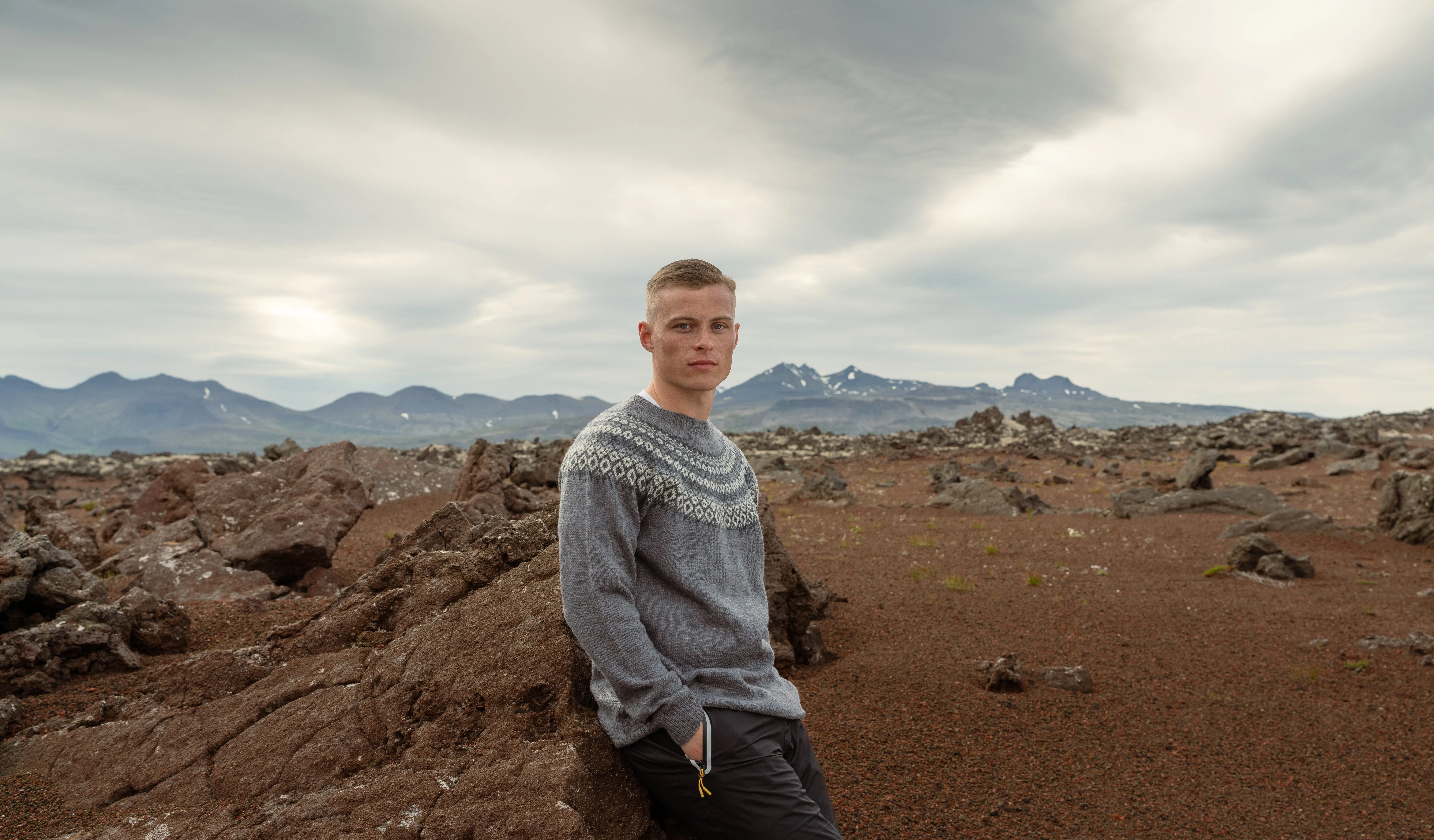 man in a rocky nature